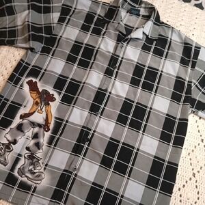 Vtg Seals Brand Shirt Snoop Dogg Mens L Black Plaid Button Up Rare Y2K Rap Music